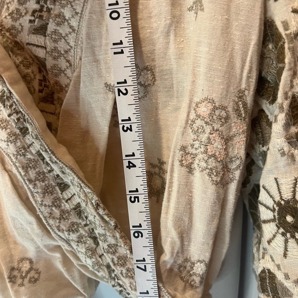 Free People Cream Embroidered 3/4 Sleeve Blouse - Picture 9 of 9